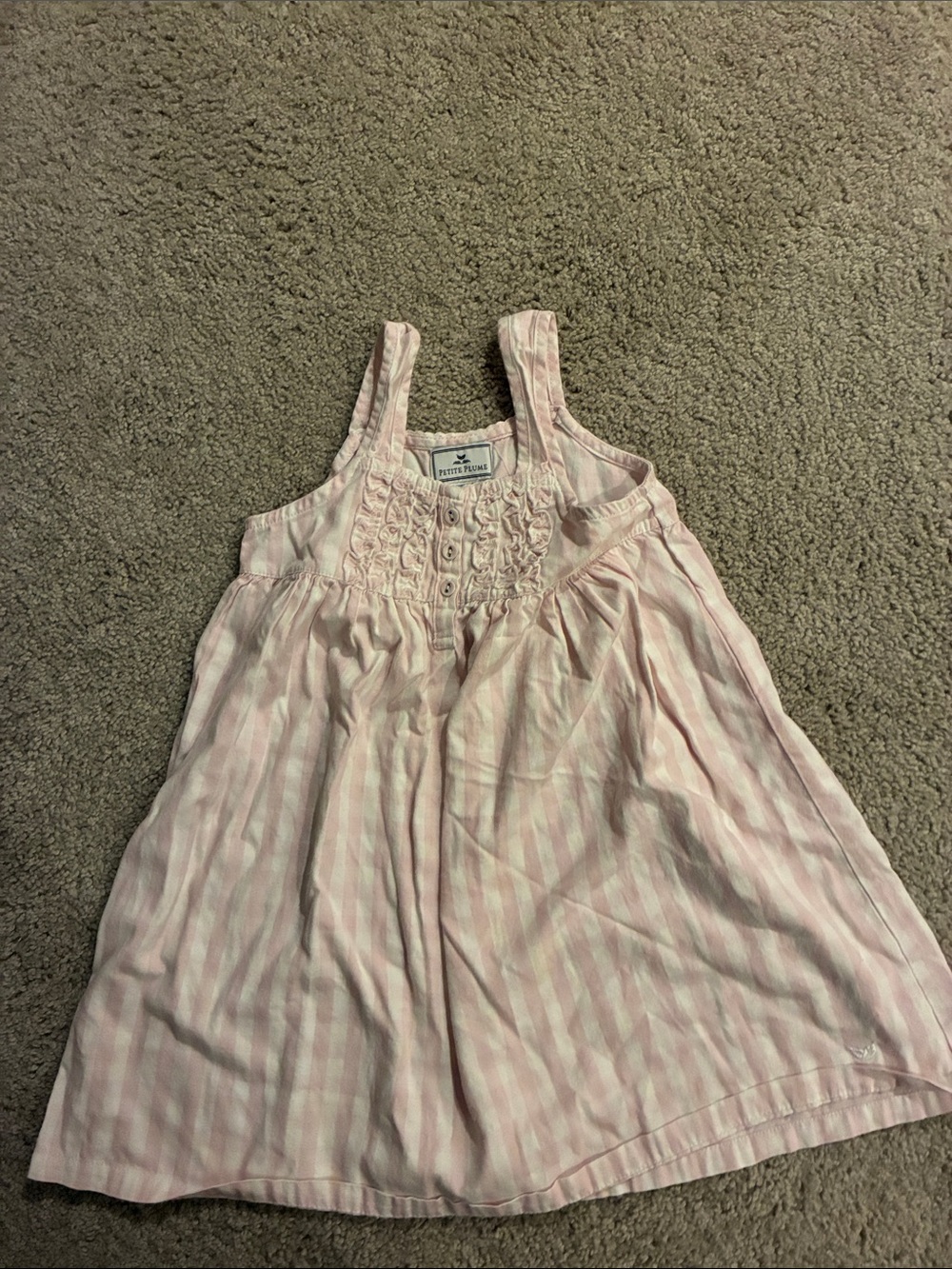 Girls' Pink Striped Sleeveless Smocked Tank Dress -